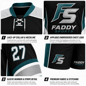 Ensemble d'uniformes de hockey sur glace personnalisés par sublimation, tenue d'entraînement professionnelle pour équipe, maillot de hockey respirant en maille avec chaussettes, vente en gros - Product Image 4