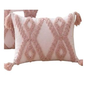 Cojines Decorativos Bohemios de Algodón Bordado con Patrón Geométrico, Rectangulares, Color Rosa, con Borlas, para Sala de Estar y Sofá - Product Image 2