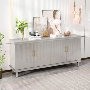 Armadio Grande a 4 Ante 70.07 in Colore Champagne per Soggiorno, Cucina, Camera da Letto, Corridoio - Product Image 1