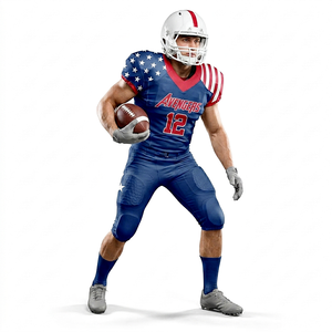American Flag Printed Football Uniform Premium Quality Moisture Wicking V Shaped Neck Jersey with Protective Pads at Wholesale - Product Image 2