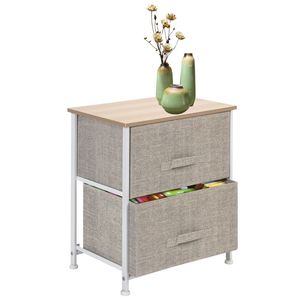 Comodino per bambini con robusto telaio in acciaio, piano in legno e contenitori in tessuto per una facile conservazione - Product Image 2