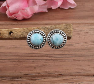 Natural Larimar Drop <b>Earrings</b> 925 Sterling <b>Silver</b> Genuine Dominica Blue Stone Luxury Jewelry Women Party Gift Wholesale - Product Image 1