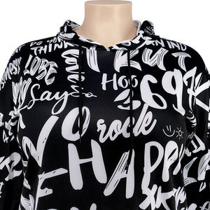 Ensemble de survêtement grande taille pour femme, haut court à capuche et pantalon long, imprimé lettres, style streetwear, tenue assortie pour l'automne - Product Image 5