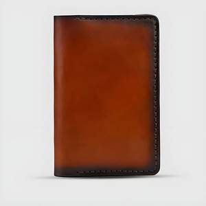 Portefeuille court en cuir véritable marron avec plusieurs emplacements pour cartes, conçu avec une conception compacte à double pliage et des compartiments pour espèces pour un usage quotidien - Product Image 6