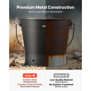 Juego de 4 Cubos de Metal para Ceniza de Chimenea, Gran Capacidad de 2.6 Galones, con Tapa, Pala, Escoba y Guantes - Product Image 3