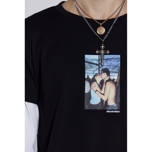 Custom Men T <b>Shirts</b> Blank Double Layer Sleeve Tee <b>Shirt</b> Unisex Double Layer Long Sleeve <b>Patchwork</b> Men's T-<b>shirts</b> - Product Image 6