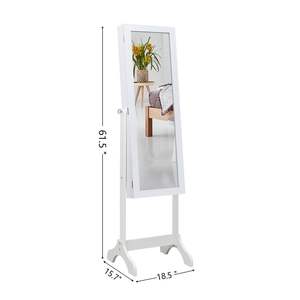 Armoire de rangement de bijoux sur pied réglable en blanc à 4 couches Organisateur en bois sans miroir complet - Product Image 6