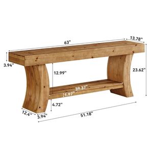 Consolle in Legno Massello con Doppio Ripiano Portaoggetti, Elegante Tavolino da Divano per Camera da Letto, Versatile Tavolo d'Ingresso - Product Image 6