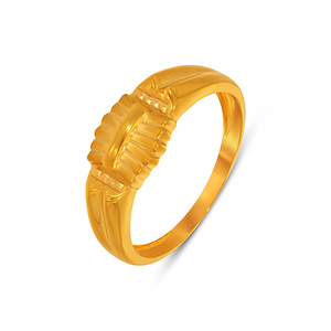 Ridge Contour Gold <b>Men's</b> <b>Ring</b> Luxury 18K Solid Gold Textured Statement <b>Ring</b> <b>for</b> <b>Men</b> Modern Ribbed Design Handmade Fine Jewelry - Product Image 1