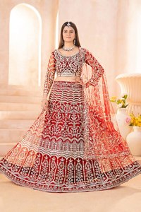 2026 Butterfly Net Modern Bride Lahenga Choli con Bordado a Máquina Elaborado, Talla Grande, Largo Regular, Corte Regular, Reciclado, Para Fiesta - Product Image 4