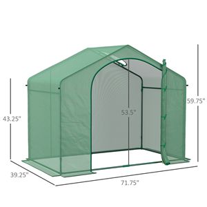 Serra Portatile 6FT X 3FT X 5FT con Copertura in PE, Telaio in Acciaio, Porta con Cerniera e Ventilazione Superiore per Fiori e Verdure, in PVC/Vetro - Product Image 3