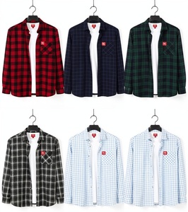 เสื้อเชิ้ตแขนยาวลายสก๊อตผ้าสักหลาดสำหรับผู้ชายสไตล์เกาหลีฤดูใบไม้ร่วงทรงหลวมสบายๆแฟชั่นคอปกติดกระดุม 160 กรัมสำหรับนักเรียนเยาวชน 4XL/XXS - Product Image 5