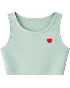 Women Ribbed Crop Tank <b>Top</b> And Drawstring Shorts Set Mint Green With Red <b>Heart</b> Print Casual Lounge Two Piece Outfit Customized - Product Image 2