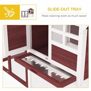 Conigliera in Legno Marrone da 48 Pollici con Tetto Impermeabile in Asfalto, Area Esterna Divertente, Vassoio Rimovibile e Rampa, Arredamento per Animali Domestici - Product Image 5