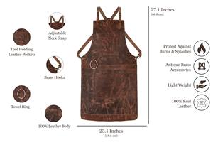 Delantal de Barista de Cuero de Lujo Vintage, Uniforme para Cafetería, Protección Duradera, Delantal Profesional para Personal de Cafetería LPN-0213 - Product Image 6