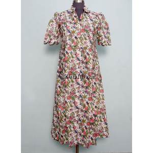 Nouvelle Robe d'été pour Femme, Design Vintage, Imprimé Floral, Manches Courtes, Coton, Longueur Midi, avec Ceinture, Vente en Gros et Fabrication - Product Image 3