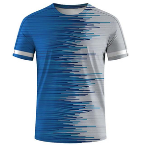 T-shirt à manches courtes pour homme, motif géométrique, col rond, séchage rapide, coupe sportive, impression par sublimation, polyester tricoté - Product Image 1