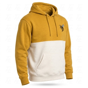 Sweat-shirt à capuche pour homme, color block, avec logo abeille brodé, en molleton de coton, avec poche kangourou, décontracté, automne - Product Image 3