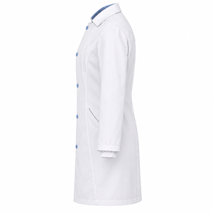 Medical <b>Lab</b> <b>Coat</b> Soft <b>White</b> Diagonal Snap Spread Collar Custom Wholesale Unisex Doctor Uniform Healthcare Workwear Seam Pockets - Product Image 2