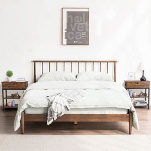 Comodino FCH a 2 strati con telaio, in truciolato colore venatura legno antico con anta laterale in tubo di ferro nero Triamine - Product Image 3