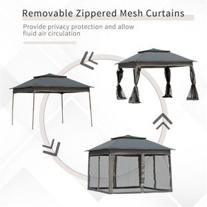 Gazebo Moderno Impermeabile per Esterni, Tenda Pop-Up in Acciaio e Tessuto per Cortile - Product Image 3