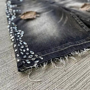 Nouveau short en jean slim pour homme 2026, orné de strass, séchage rapide, décontracté - Product Image 6