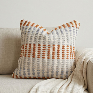 Funda de cojín tejida a mano color mostaza marfil con finas rayas horizontales, cojín decorativo texturizado, cojín decorativo estilo bohemio. - Product Image 3