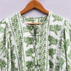 Beautiful floral Cotton Block Printed dress Dress For Casual wear Hand Block Printed Dress - Product Image 3