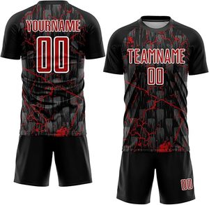 ชุดเสื้อฟุตบอลสีดำแดงแบบสั่งทำพิเศษ ระบายเหงื่อได้ดี ผลิตจากโพลีเอสเตอร์ ทรงปกติ สำหรับทุกเพศ ทุกวัย ชุดทีมคุณภาพสูง - Product Image 1