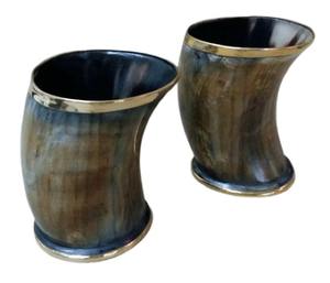Colección Viking Valhalla, Vaso de Chupito Premium Hecho a Mano con Cuerno de Búfalo Natural, Borde de Latón, Auténtico Estilo Nórdico, Hecho en EE. UU. - Product Image 1
