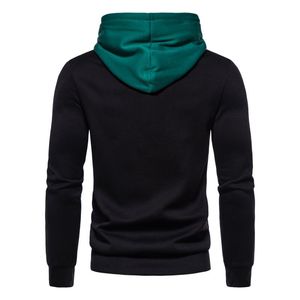 Sweat-shirt à capuche pour homme, manches longues, design color block, décontracté, automne, noir et beige - Product Image 5