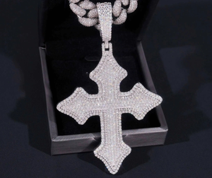 Rose Gold Plated Sterling Silver Moissanite <b>Cross</b> <b>Pendant</b> with Round Brilliant Cut Stones for <b>Men</b> Trendy Charm - Product Image 4
