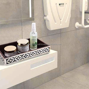 Bandeja para servir con incrustaciones de hueso, bandeja decorativa hecha a mano, materiales naturales, diseño étnico, decoración única para el hogar, madera elegante tradicional - Product Image 3