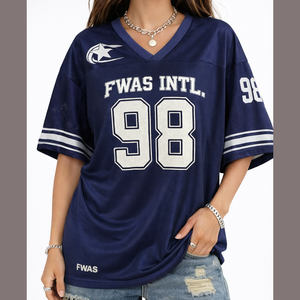 Camiseta Deportiva Personalizada de Fútbol Americano, Talla Grande, de Malla de Una Sola Capa, Holgada, para Fanáticos del Fútbol Americano - Product Image 1