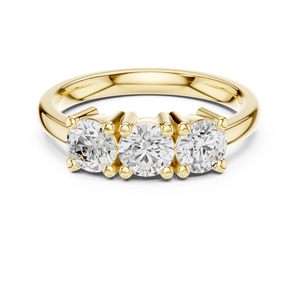 Anillo de compromiso y boda de tres piedras con diamante cultivado en laboratorio de corte brillante redondo DEF VVS VS de Aries Jewel, oro sólido de 14K, HPHT CVD - Product Image 1