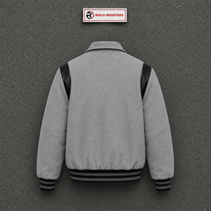 Blouson universitaire moderne gris pour homme, style universitaire, léger, col rabattu, coupe droite, automne - Product Image 6