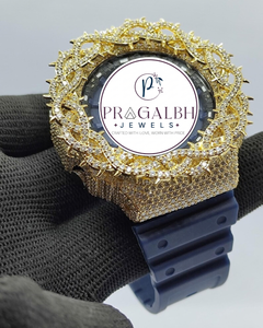 Reloj de Diamantes de Lujo Pragalbh Jewels, Diseño de Espinas, Correa de Acero Inoxidable y Caucho, Estilo Hip Hop para Hombre - Product Image 4