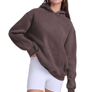 Unique Design Hot Sale Fashion Winter Warm <b>Material</b> Made Women Acid Wash Hoodie Winter Wear Breathable Acid Wash Ladies Hoodies - Product Image 3