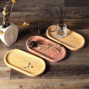 Plateau ovale en marbre doré Indus, plateau de service décoratif en pierre naturelle, décoration de luxe pour la maison - Product Image 5