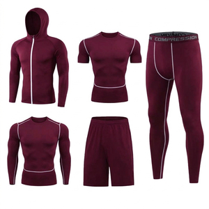 Conjunto de Compresión de 5 Piezas para Hombre, Chaqueta con Capucha, Camiseta de Manga Corta, Leggings, Pantalones Cortos - Product Image 5