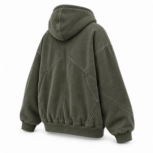 Sweat-shirt d'hiver unisexe à capuche zippé, coupe oversize, couleur unie, 100% coton molletonné, écologique, décontracté, avec poches, style ample - Product Image 5