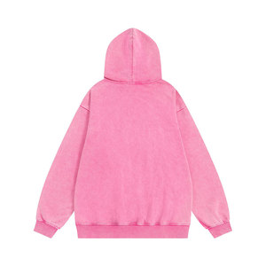 Sweat à capuche cagoule intégrale zippé en molleton bouclette double épaisseur, délavé à l'acide, avec logo imprimé brodé, style ninja - Product Image 2
