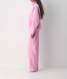 Womens Light Pink <b>Mock</b> <b>Neck</b> Sweatshirt Premium Heavyweight Fleece Pullover Oversized Loungewear Casual Activewear <b>Top</b> - Product Image 3