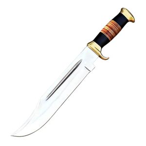 Couteau utilitaire à lame fixe en acier au carbone, fabriqué à la main, avec manche en cuir et accents en laiton, design à pointe tombante pour le bricolage - Product Image 1