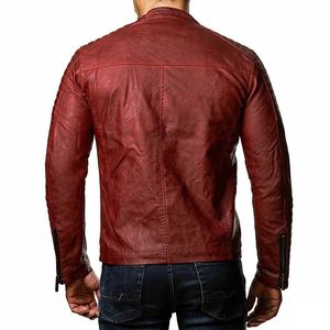 แจ็คเก็ตหนังดีไซน์ใหม่สีพื้นสำหรับผู้ชาย แจ็คเก็ตหนังสตรีทแวร์สำหรับผู้ชาย - Product Image 2
