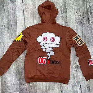 Sudadera con Capucha para Hombre, Color Marrón, Algodón, Estilo Casual, con Logotipo Frontal y Parches en las Mangas, Estilo Otoñal - Product Image 3