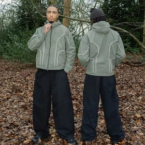 Veste coupe-vent pour homme, légère, en polyester/coton, avec col montant, style varsity, imperméable, pour le sport et les activités de plein air - Product Image 6