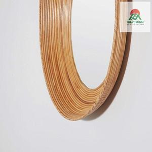 Oval Banded Rattan <b>Mirror</b>.Made of Rattan Poles of Increasing Size - Product Image 2