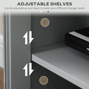 "Adjustable Iron Entertainment Center TV <b>Stand</b> with 4 Glass <b>Doors</b> & 4 Cable Holes for TVs up to 58" - Product Image 5