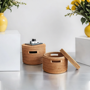 Minimal <b>Large</b> Handmade Rattan <b>Baskets</b> For Organizing Kitchen Accessories And Household Goods Eco Friendly Natural Rattan <b>Baskets</b> - Product Image 1